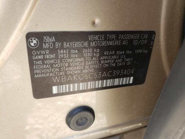 2010 BMW 750 I XDRI WBAKC6C53AC393404