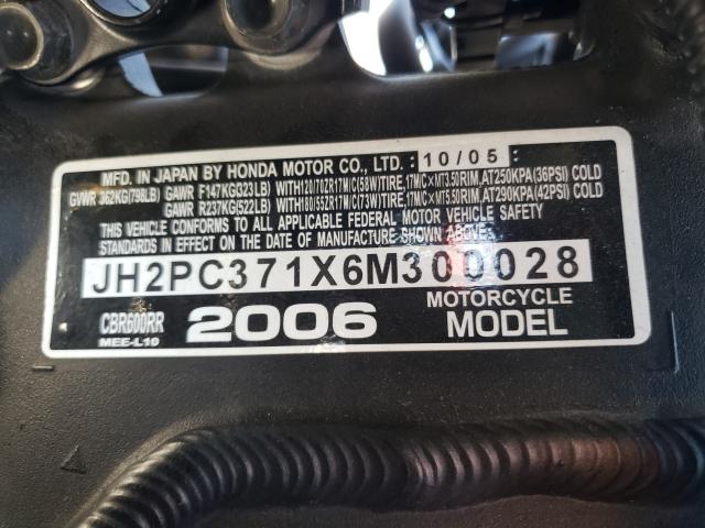 2006 HONDA CBR600 RR JH2PC371X6M300028