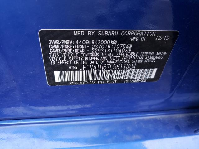 2020 SUBARU WRX LIMITE JF1VA1H67L9811804