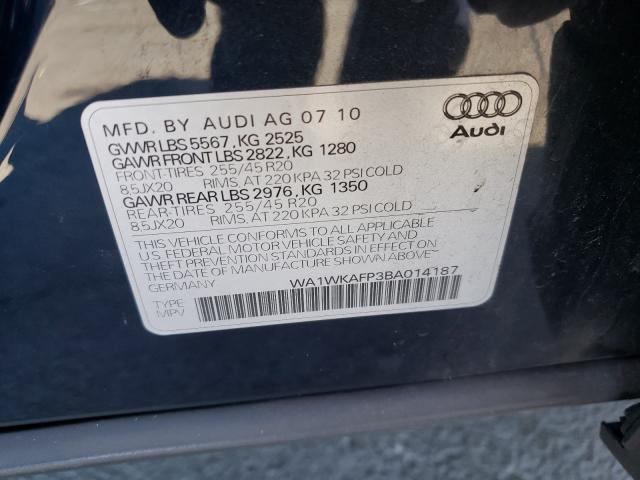 2011 AUDI Q5 PRESTIG WA1WKAFP3BA014187