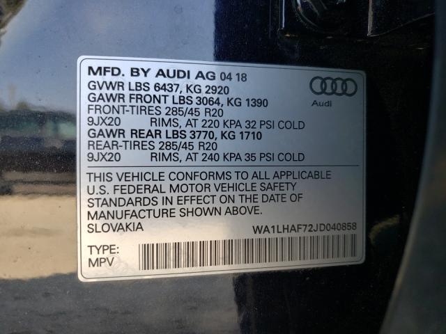 VIN WA1LHAF72JD040858 2018 Audi Q7, Premium Plus no.10