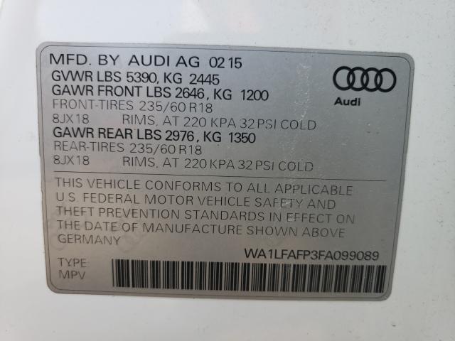 2015 AUDI Q5 WA1LFAFP3FA099089