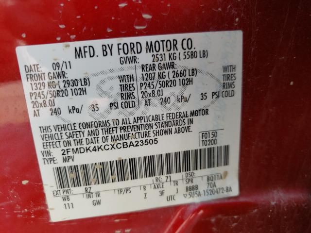 2012 FORD EDGE LIMIT 2FMDK4KCXCBA23505