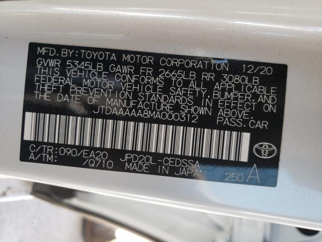 2021 TOYOTA MIRAI XLE JTDAAAAA8MA000312