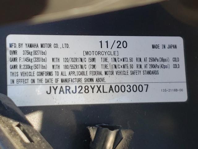 2020 YAMAHA YZFR6 C JYARJ28YXLA003007