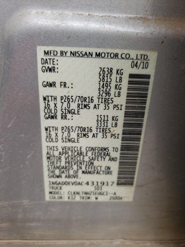 2010 NISSAN FRONTIER C 1N6AD0EV0AC431917