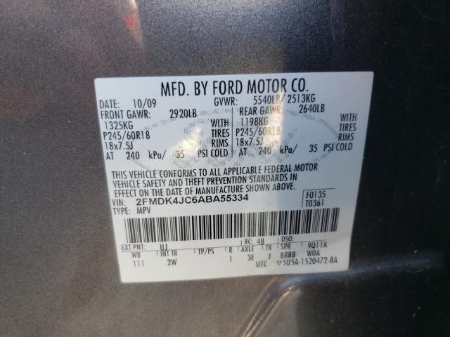 2FMDK4JC6ABA55334 Ford Edge Sel 2010. Фото: 9