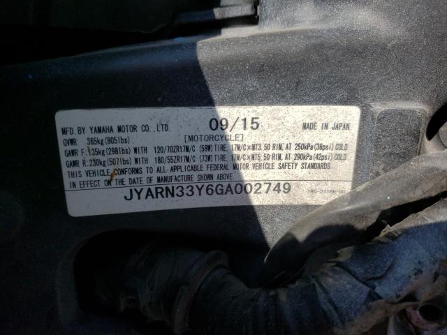 2016 YAMAHA FZ09 C JYARN33Y6GA002749