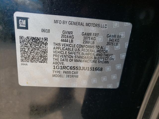 VIN 1G1RC6S53JU151668 2018 Chevrolet Volt, LT no.10