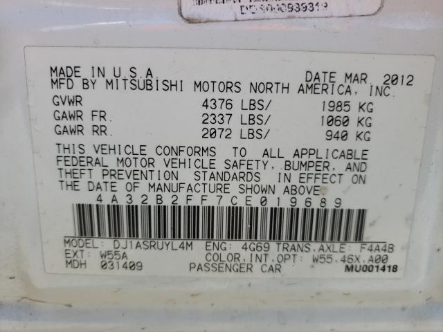 2012 MITSUBISHI GALANT FE 4A32B2FF7CE019689