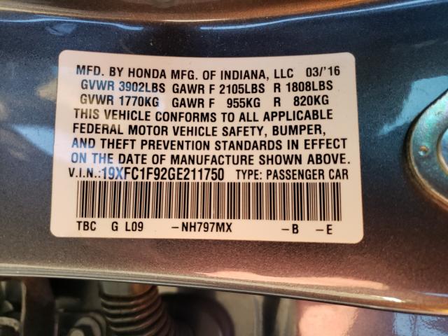 2016 HONDA CIVIC TOUR 19XFC1F92GE211750
