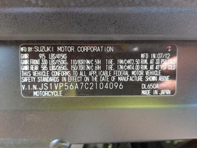 2012 SUZUKI DL650 A JS1VP56A7C2104096