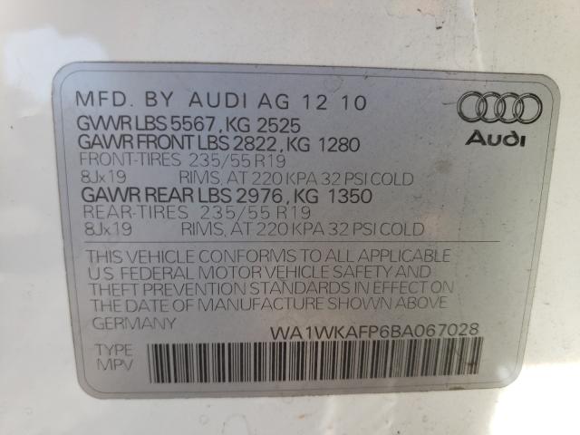 2011 AUDI Q5 PRESTIG WA1WKAFP6BA067028