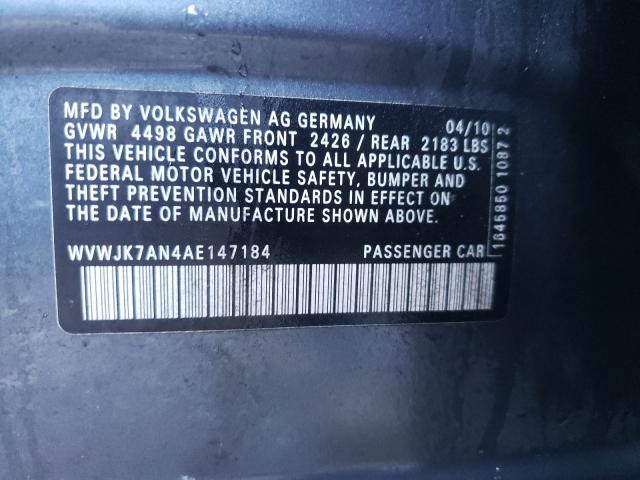 2010 VOLKSWAGEN PASSAT KOM WVWJK7AN4AE147184