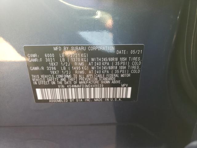 2021 SUBARU ASCENT PRE 4S4WMAFD3M3449039