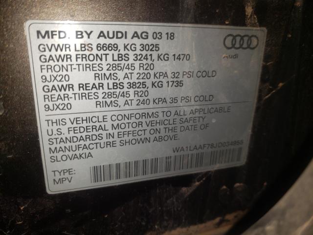 VIN WA1LAAF78JD034955 2018 Audi Q7, Premium Plus no.10