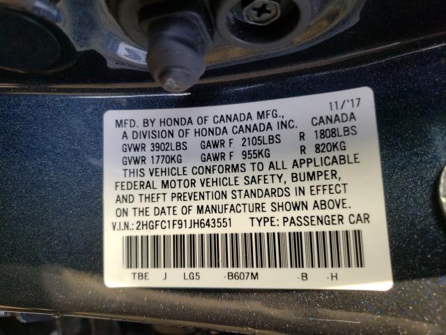 2018 HONDA CIVIC TOUR 2HGFC1F91JH643551