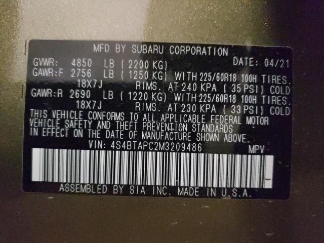 2021 SUBARU OUTBACK TO 4S4BTAPC2M3209486