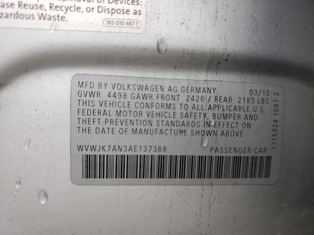 2010 VOLKSWAGEN PASSAT KOM WVWJK7AN3AE137388