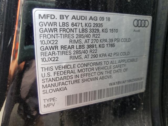2019 AUDI Q8 PREMIUM WA1BVAF16KD009291