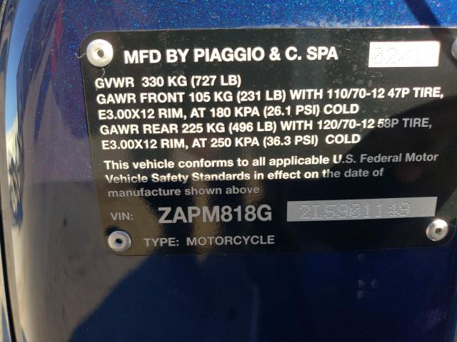 2020 VESPA PRIMAVERA ZAPM818G2L5901149