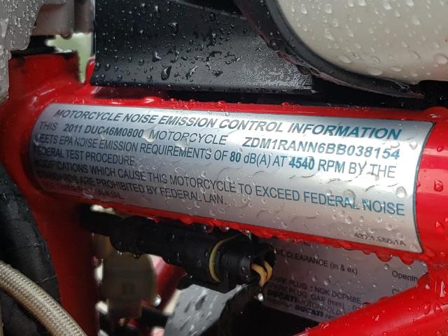 2011 DUCATI MONSTER 79 ZDM1RANN6BB038154
