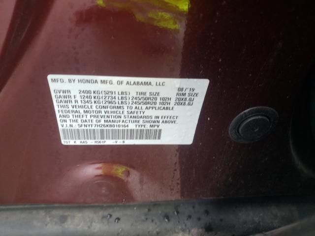 2019 HONDA PASSPORT S 5FNYF7H26KB010164