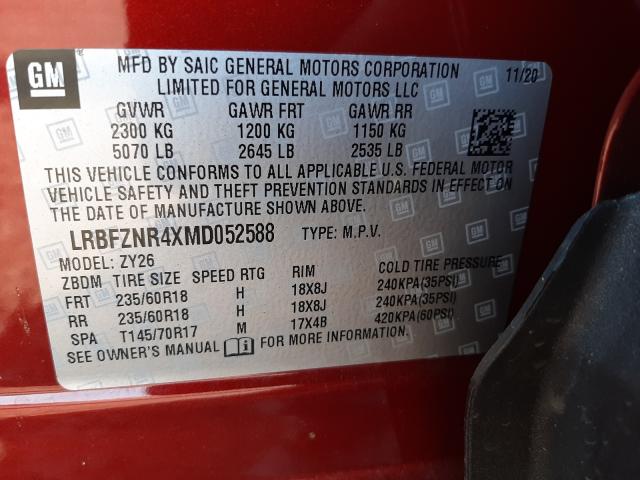 2021 BUICK ENVISION E LRBFZNR4XMD052588