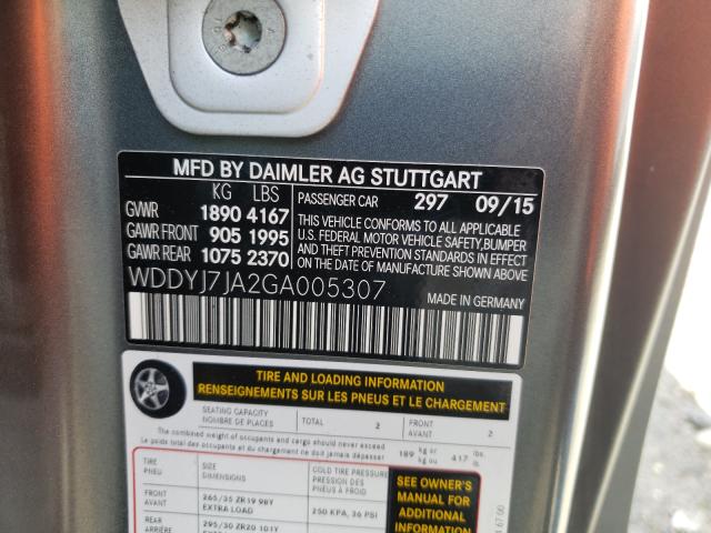 2016 MERCEDES-BENZ AMG GT S WDDYJ7JA2GA005307