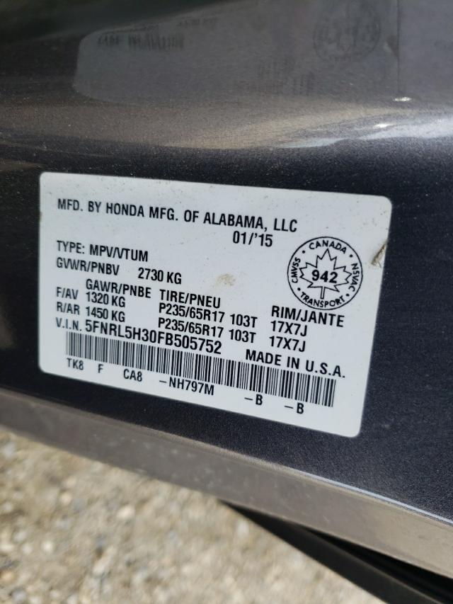 2015 HONDA ODYSSEY SE 5FNRL5H30FB505752