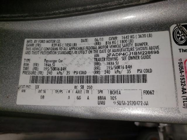 2011 FORD FIESTA SEL 3FADP4CJ1BM228698