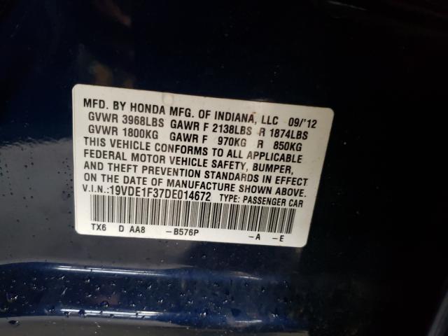 2013 ACURA ILX 20 19VDE1F37DE014672