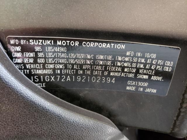 2009 SUZUKI GSX1300 R JS1GX72A192102394