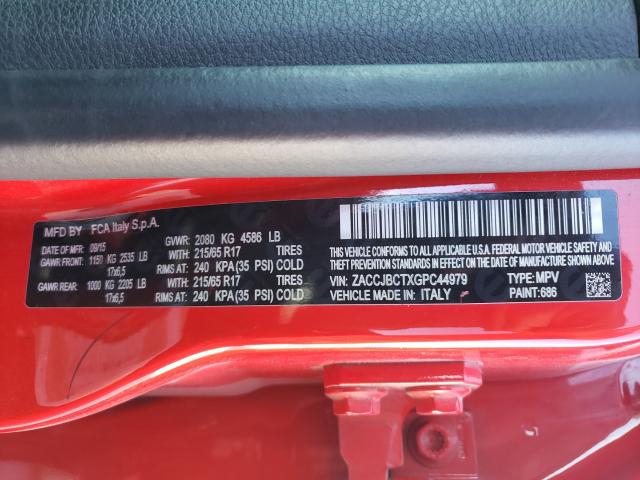 2016 JEEP RENEGADE T ZACCJBCTXGPC44979