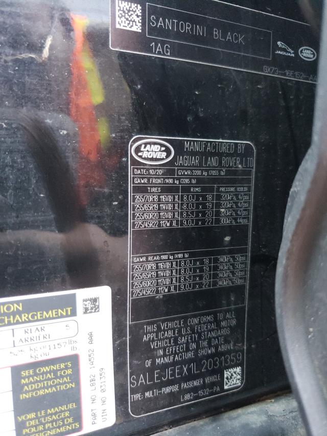 2020 LAND ROVER DEFENDER 1 SALEJEEX1L2031359