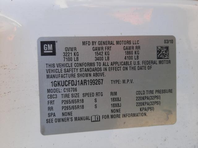 2010 GMC YUKON HYBR 1GKUCFDJ1AR199267