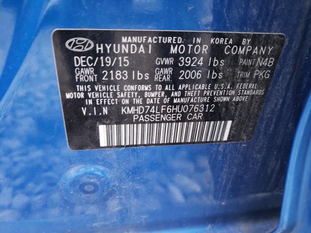 2017 HONDA ELANTRA KMHD74LF6HU076312