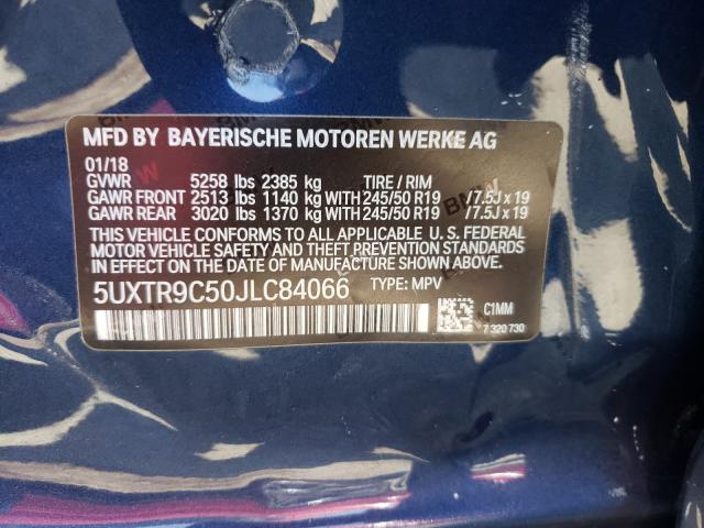 2018 BMW X3 5UXTR9C50JLC84066