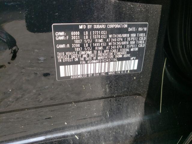 2019 SUBARU ASCENT PRE 4S4WMAFD1K3427196