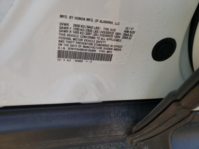2017 HONDA PILOT ELIT 5FNYF6H06HB104899