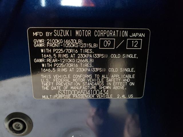 2013 SUZUKI GRAND VITA JS3TD0D65D4100434