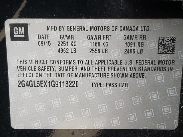 2016 BUICK REGAL 2G4GL5EX1G9113220