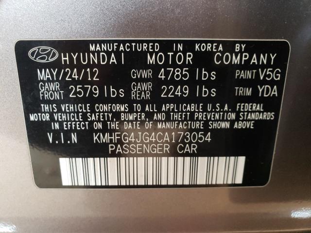 2012 HYUNDAI AZERA GLS KMHFG4JG4CA173054
