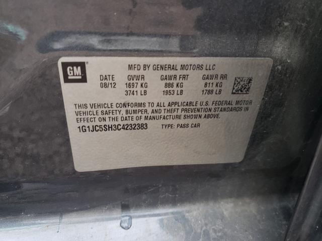 2012 CHEVROLET SONIC LT - 1G1JC5SH3C4232383