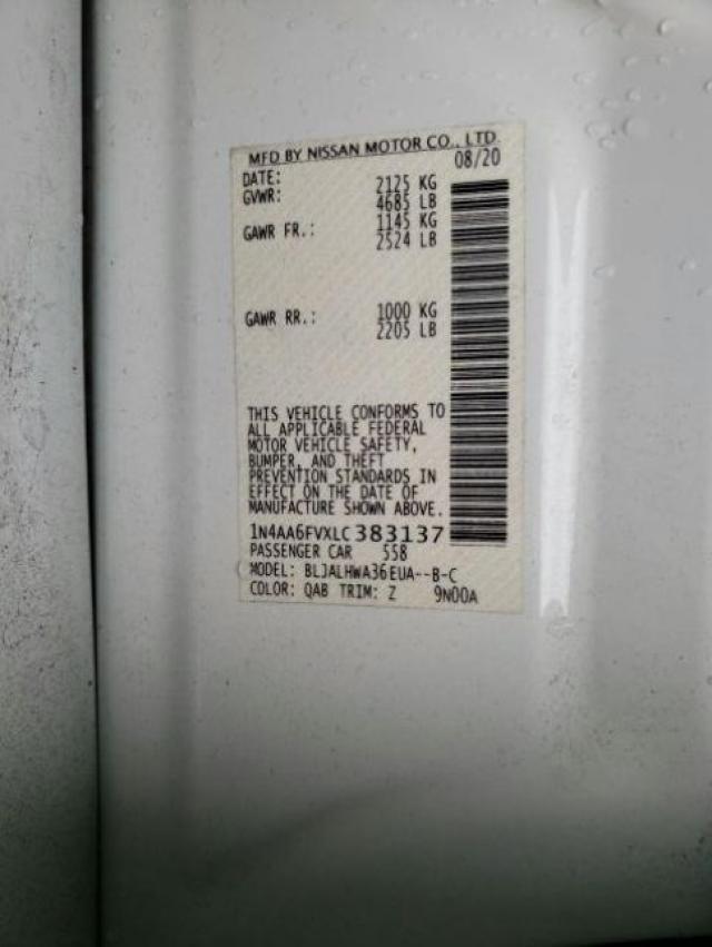 2020 NISSAN MAXIMA PLA 1N4AA6FVXLC383137