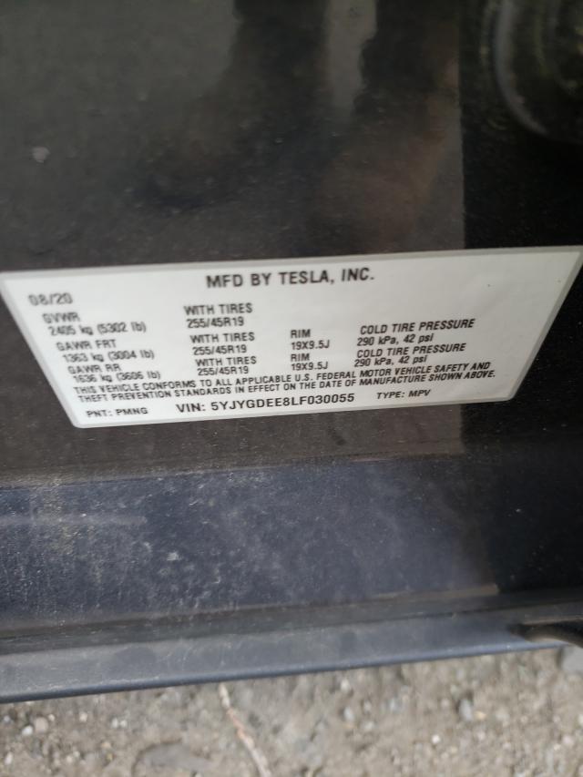 2020 TESLA MODEL Y 5YJYGDEE8LF030055