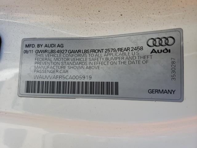 2012 AUDI S5 PRESTIG WAUVVAFR5CA005919