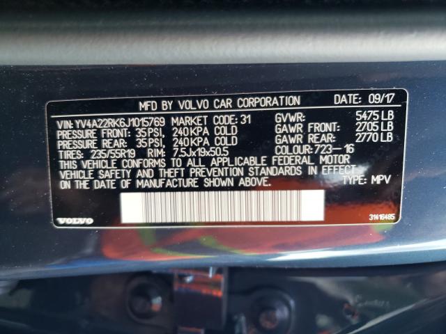 2018 VOLVO XC60 T6 MO YV4A22RK6J1015769