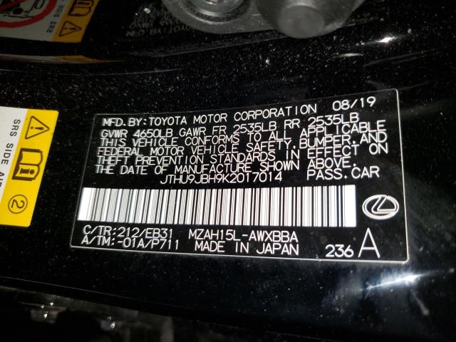 2019 LEXUS UX 250H JTHU9JBH9K2017014