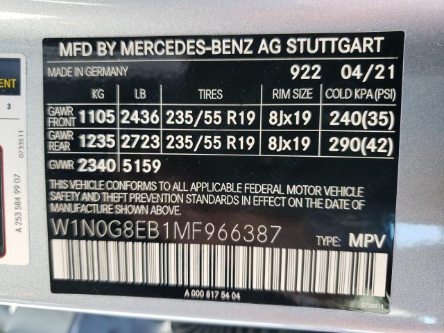 2021 MERCEDES-BENZ GLC 300 4M W1N0G8EB1MF966387